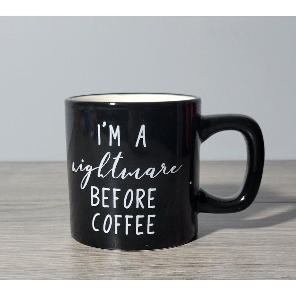 I'm A Nightmare Before Coffee Black Ceramic Mug 3D Spider Sculpted Inside